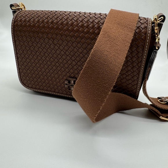 Tory Burch Brown Woven Crossbody Bag - Picture 1 of 16